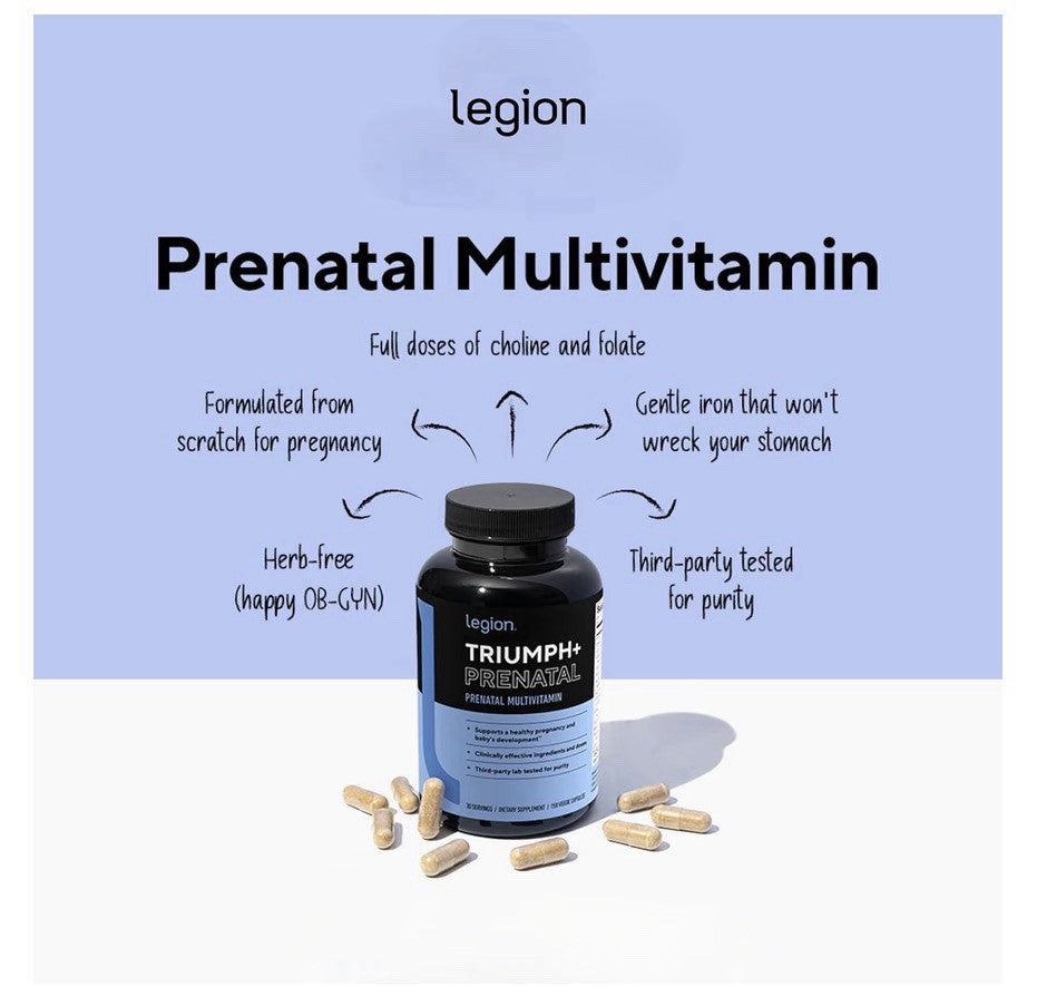 LEGION Triumph + Prenatal Multivitamin Healthy Pregnancy Supplement 150 Capsules