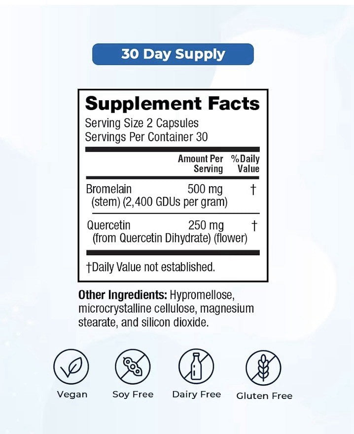 VitaMedica Bromelain & Quercetin Immune Support Joints Allergy Inflammatory 20ca