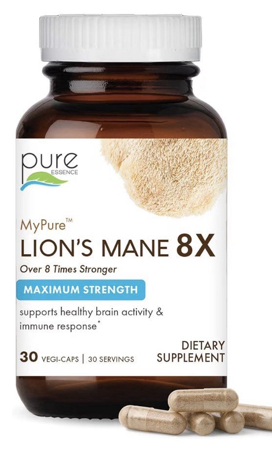 PURE ESSENCE LABS MyPure Lion's Mane 8X Max Strength Brain Focus Support 30 Caps