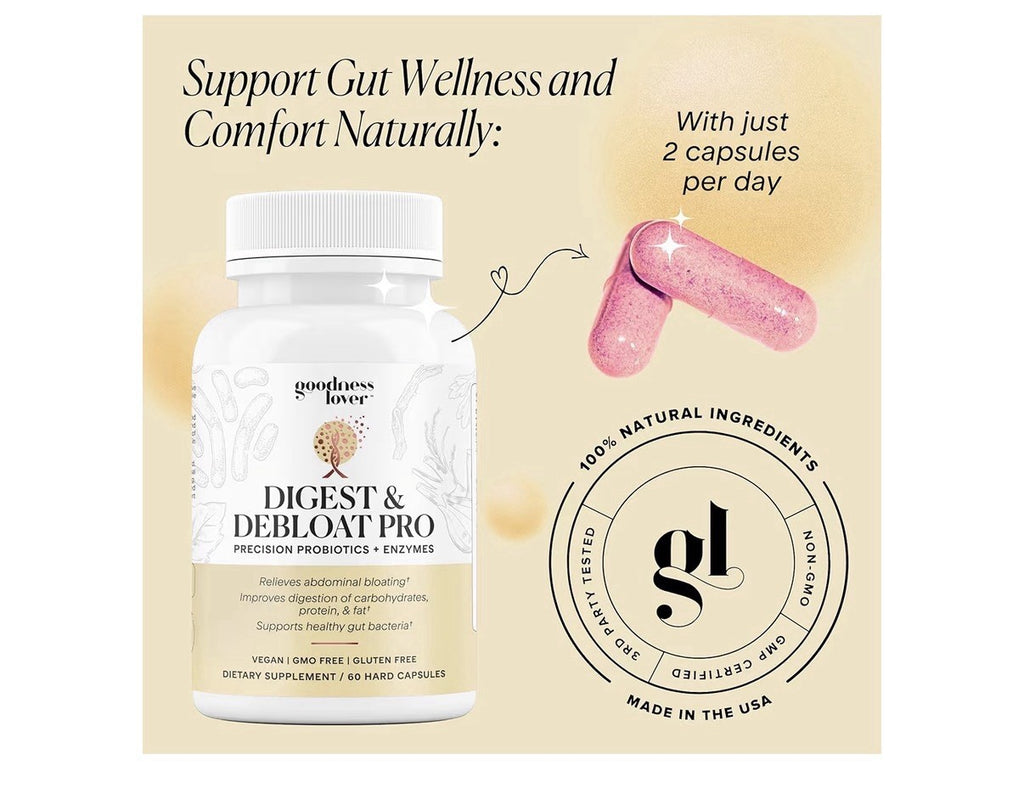 Goodness Lover Digest & Debloat Pro Natural Digestive Enzymes Probiotics 90 Caps