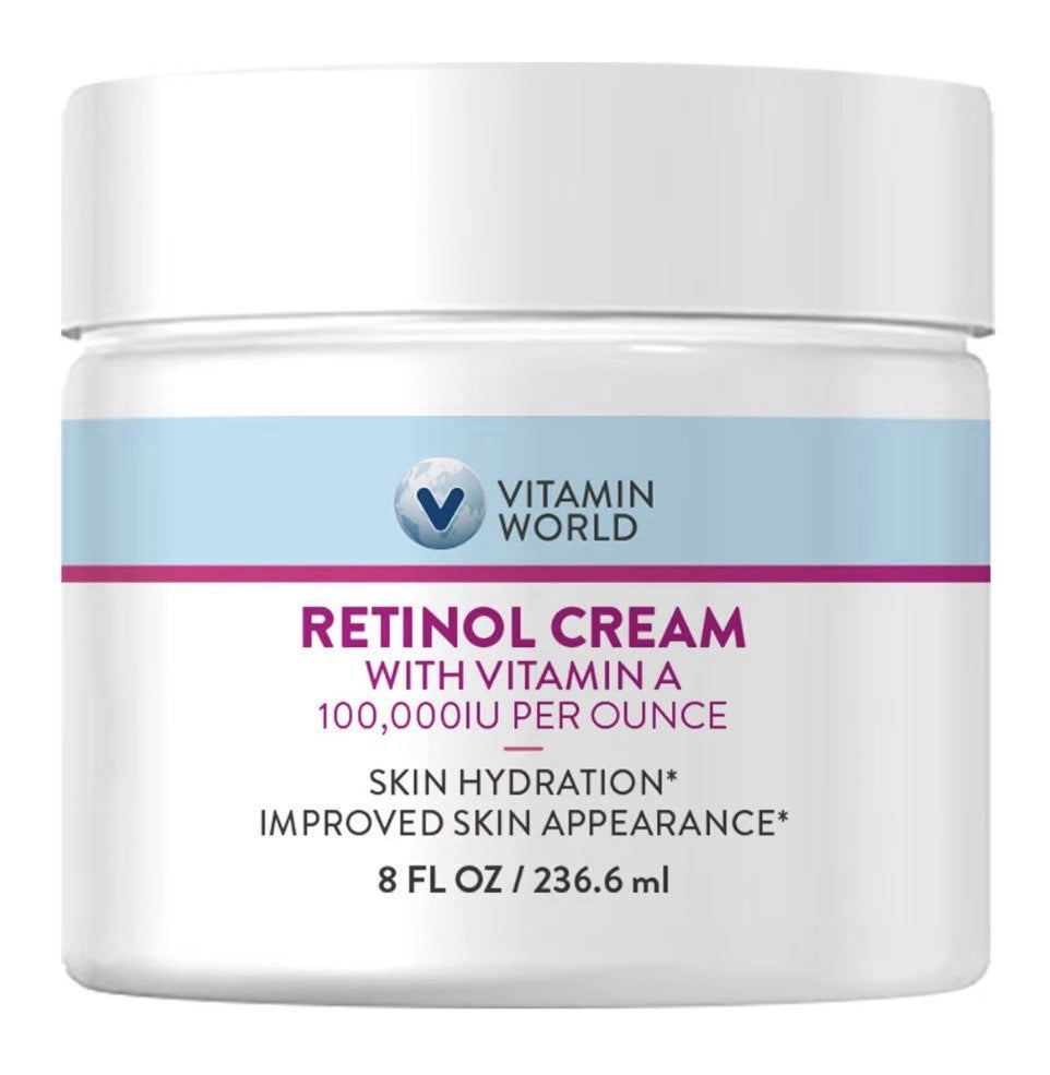 Vitamin World Retinol Cream with Vitamin A Face Moisturizer Skin Hydration 8 oz