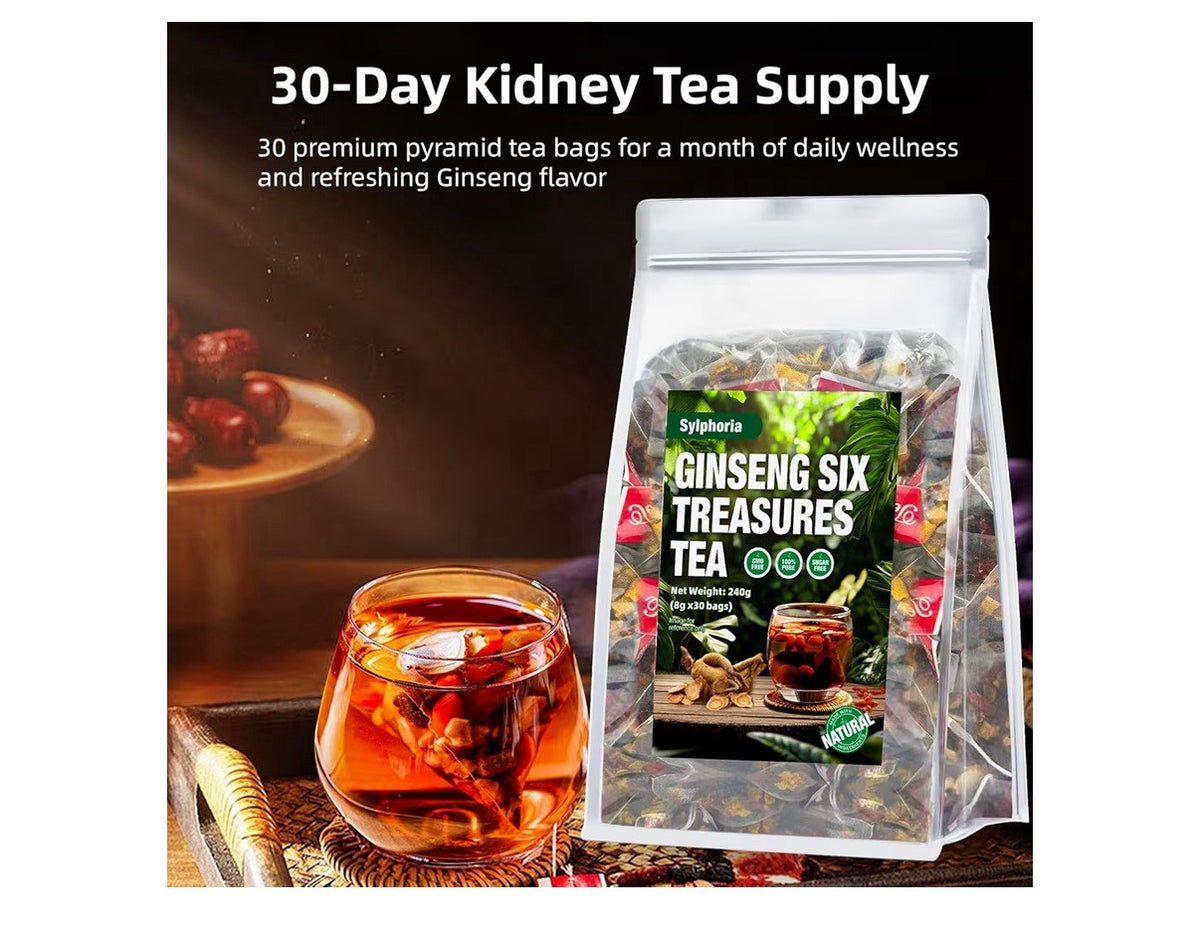 Sylphoria Ginseng Six Treasures kidney cleanse detox  Herbal 60 Pyramid Tea Bags