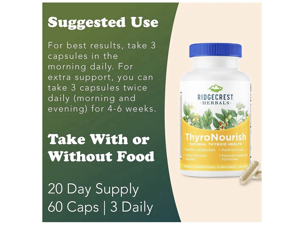 Ridgecrest Herbals ThyroNourish Thyroid Health Metabolism Positive Mood 60 Caps