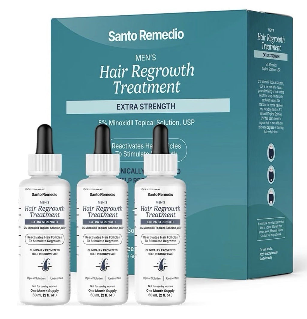 Santo Remedio Men’s Hair Regrowth Treatment Stimulate Reduce Hair Loss Pack Of 3