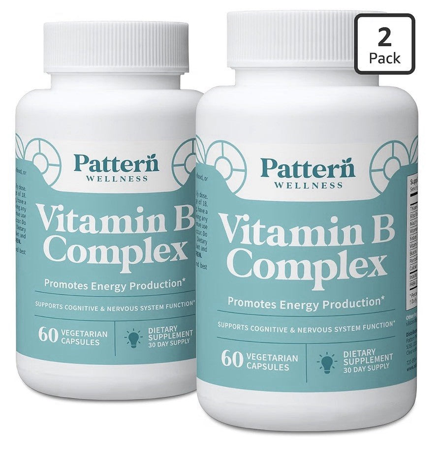 2 Pack Pattern Wellness Vitamin B Complex Promotes Energy Production Cognitive