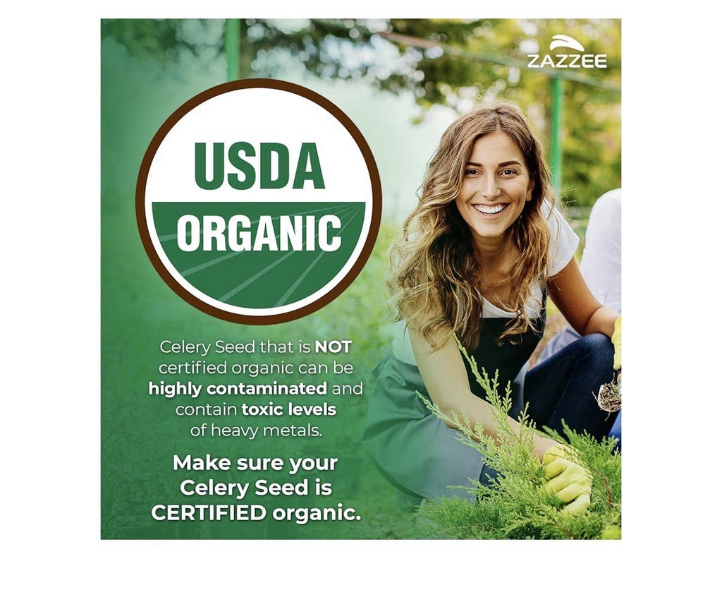 Zazzee Organic Celery Seed Uric Acid Support Joint Health Circulatory 120Capsule