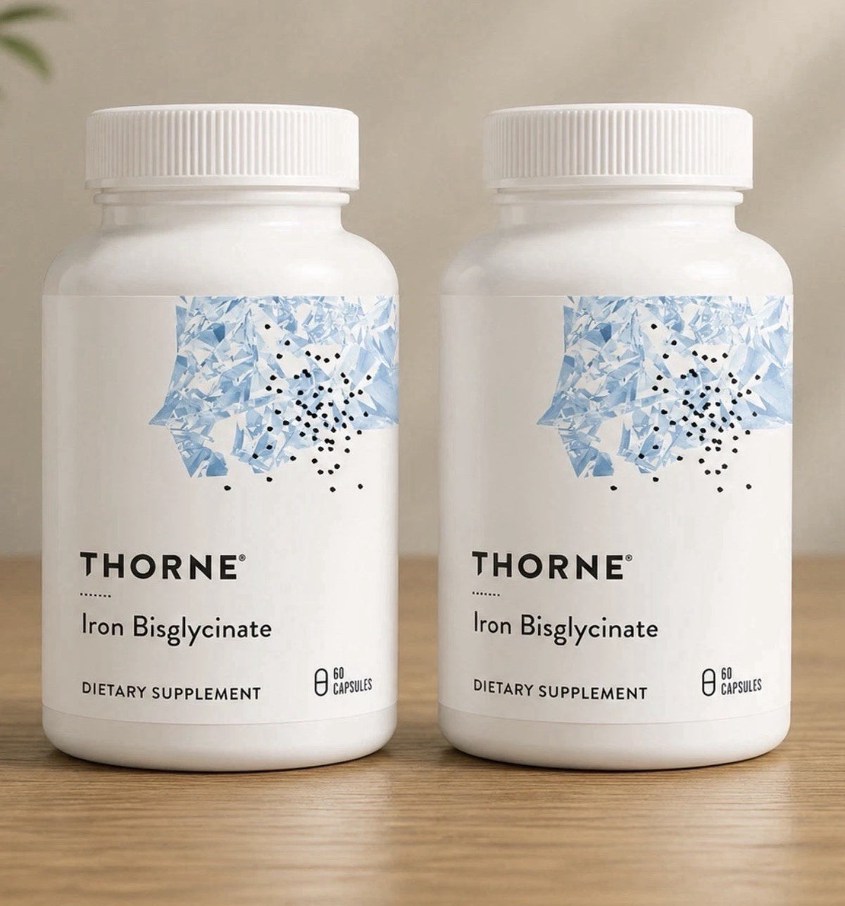2 Pack Thorne Iron Bisglycinate Dietary Supplement 60 Capsules Each Pack