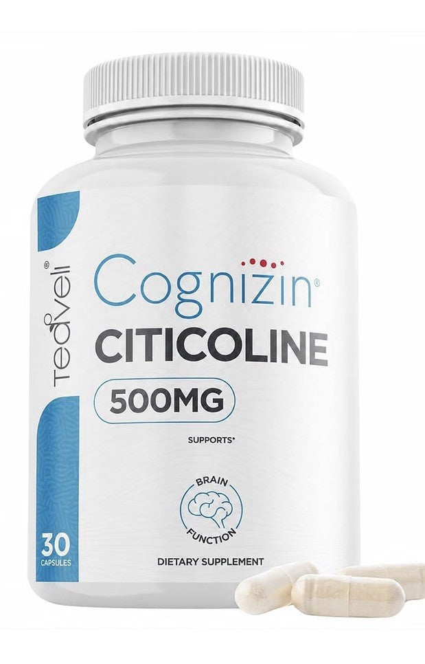 Teaveli Cognizin Citicoline 500mg Brain Function Support CDP Choline 30 Capsules