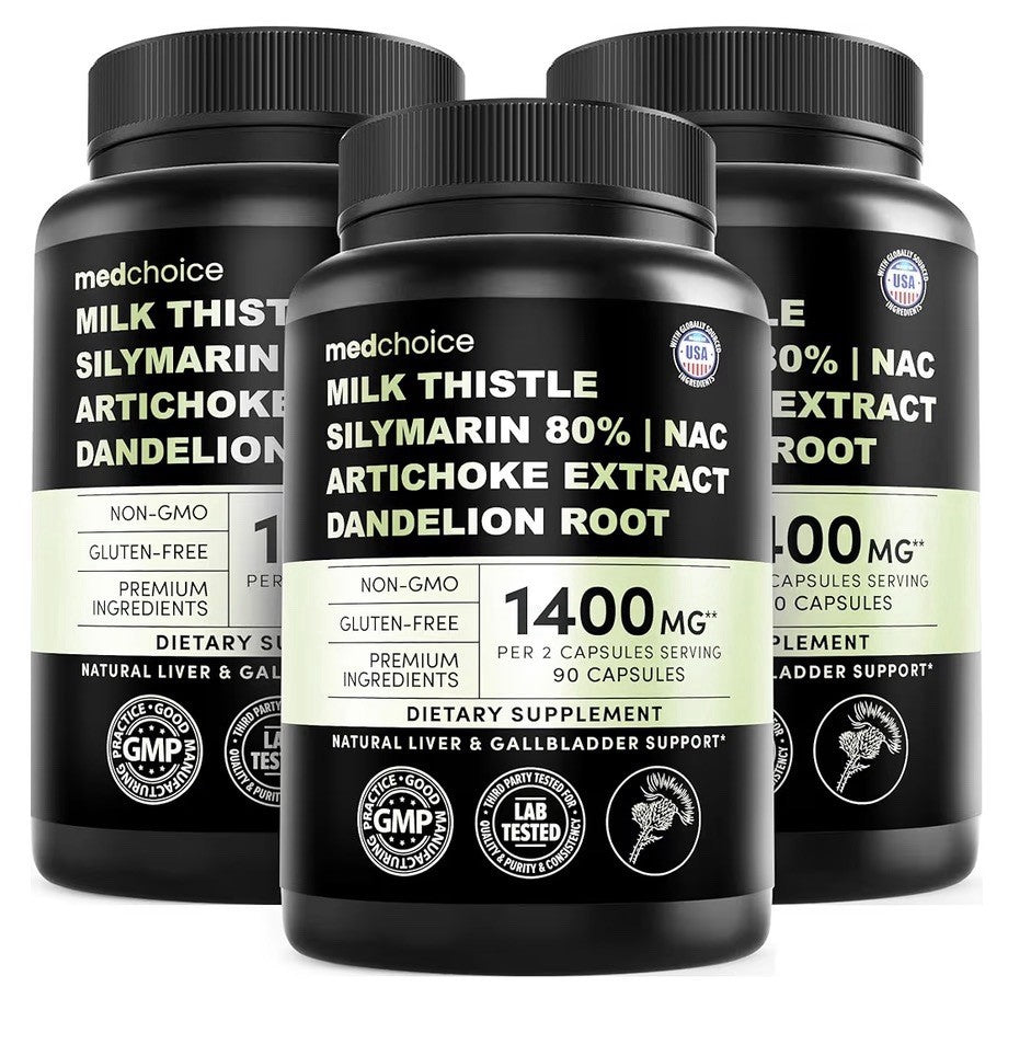 3Pack medchoice Milk Thistle Liver Support Supplement w/ NAC Artichoke Dandelion