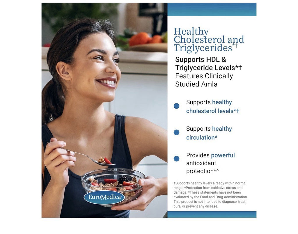 2 Pack EuroMedica Healthy Cholesterol and Triglycerides Immune Heart HDL Support