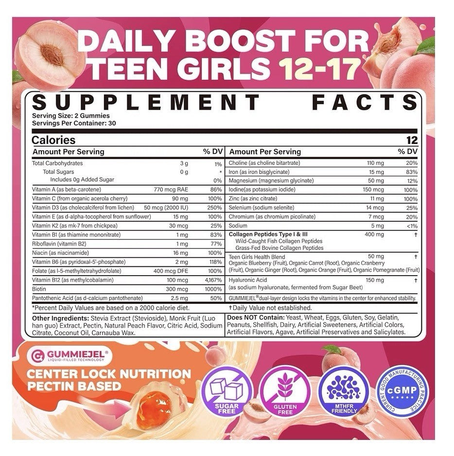 Neviss Teen Girl 12-17 Multivitamin Iron + Collagen 60 Gummines