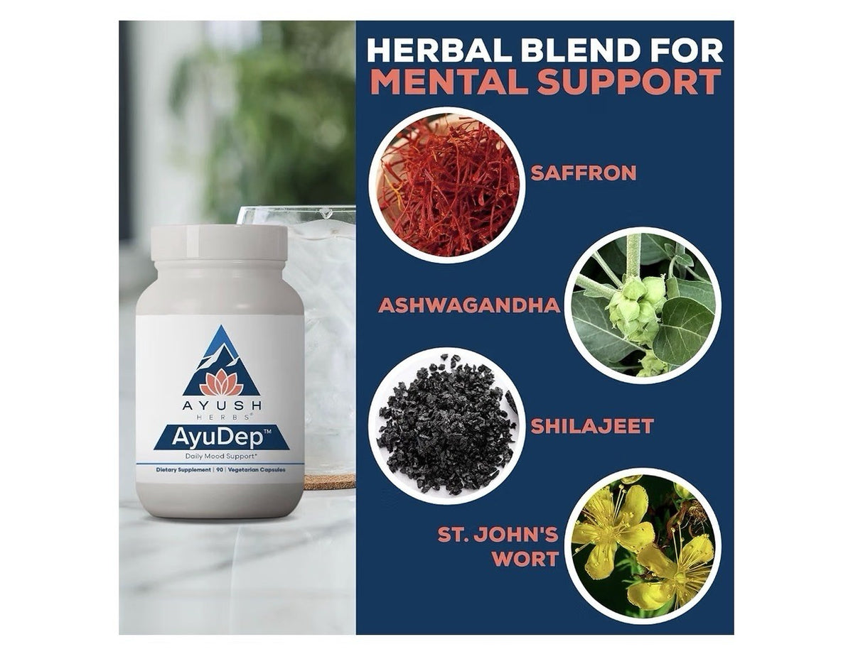 Ayush Herbs AyuDep Daily Mood Support Saffron & Ashwagandha 90 Capsules