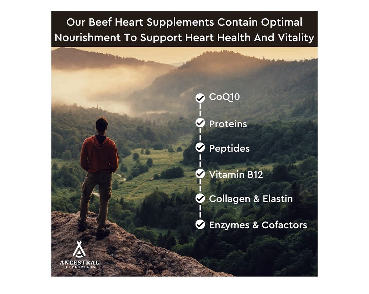 Ancestral Supplements Beef Heart Grass Fed  Supplement Pasture Raised 180capsule