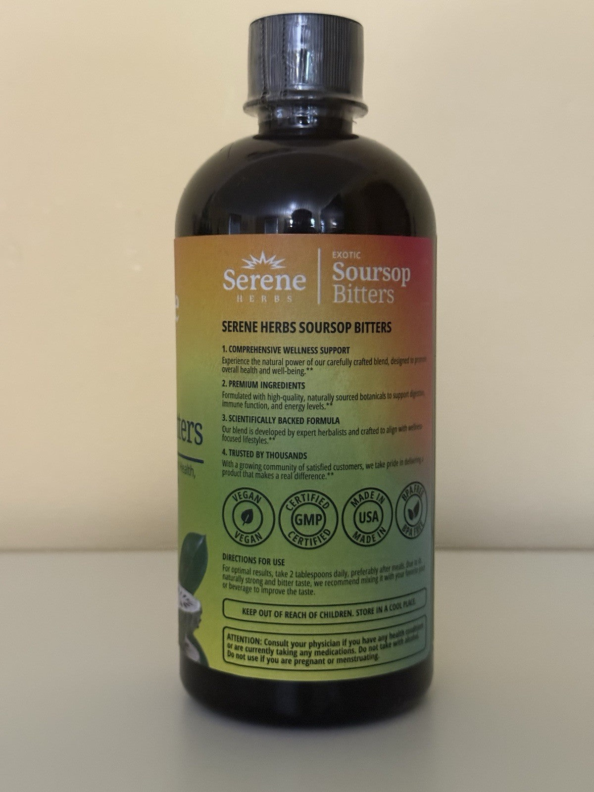 4 Pack Serene Herbs Exotic Soursop Bitters Liquid Gut Health Detox Vitality