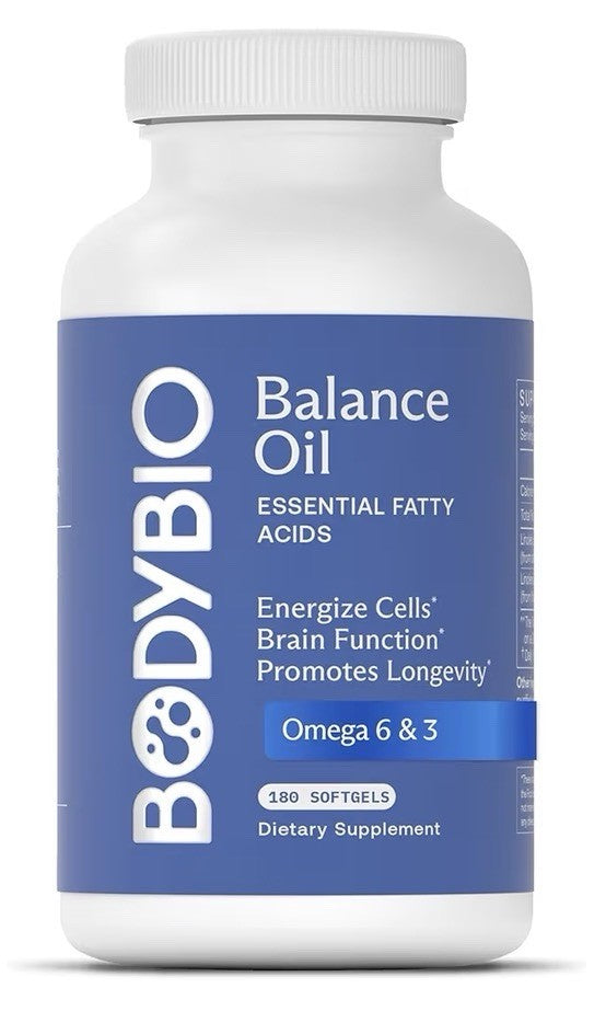 BodyBio Balance Oil Omega 3 &6 Supplement Energize Cells Brain Longevity 180sgel