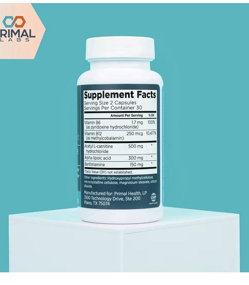 Primal Labs Advanced Nerve Support Nerve Wellness Supplement Legs Comfort 60Caps