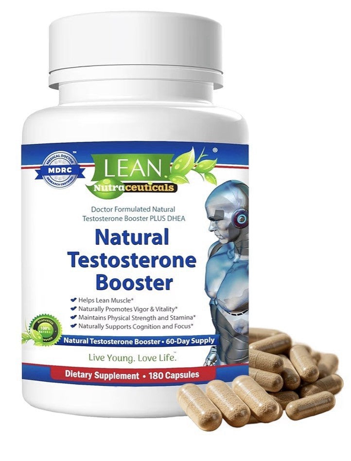 LEAN Nutraceuticals Testosterone Booster for Men Workout Energy Libido 180 Caps