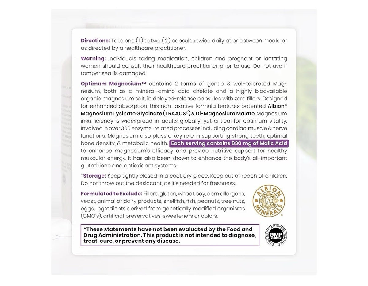 Pure TheraPro Rx Optimum Magnesium Lysinate Glycinate Di-Magnesium Malate 120cap