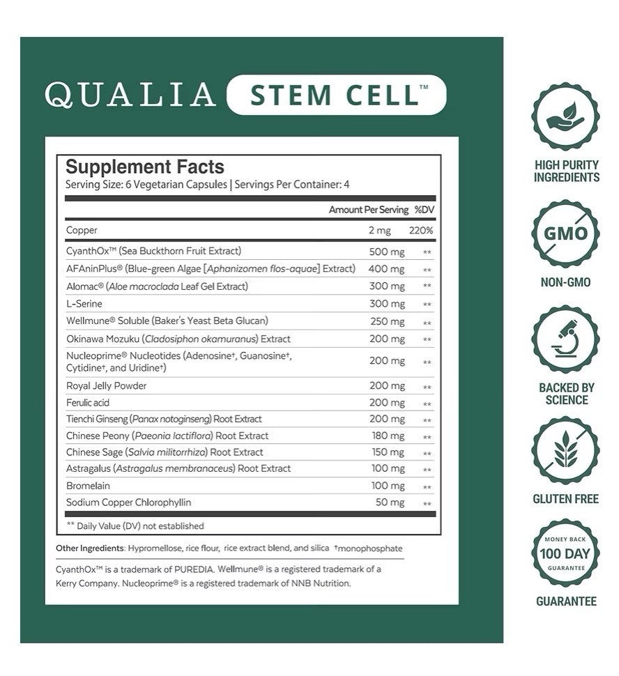 Qualia Stem Cell Helps Your Body Naturally Heal Dietary Supplement 24 Capsules