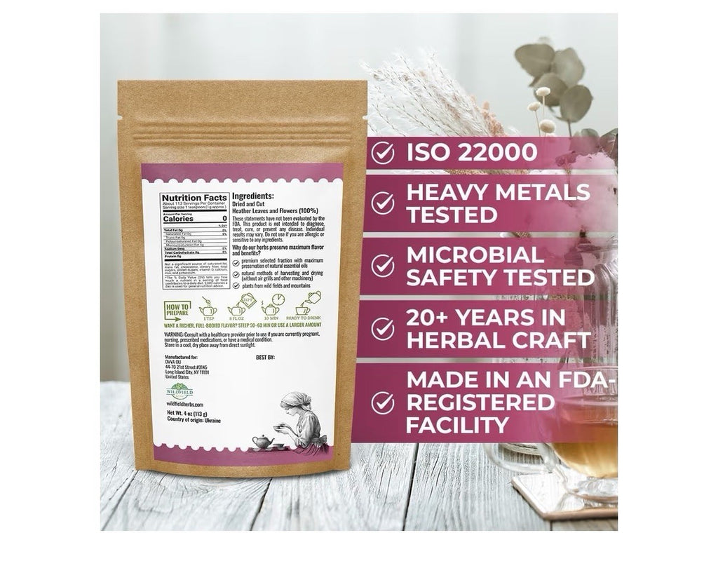 Wildfield Herbs Dried Heather Flowers Leaf Herb Tea Calluna vulgaris Brecina 4oz