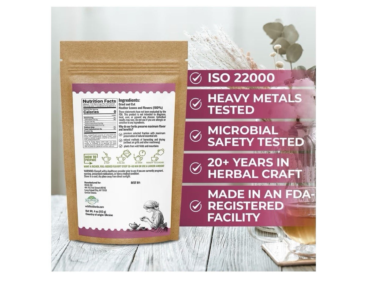 Wildfield Herbs Dried Heather Flowers Leaf Herb Tea Calluna vulgaris Brecina 4oz