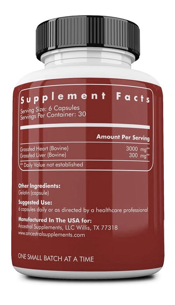 2 Pack Ancestral Supplements Beef Heart Grass Fed Supplement Pasture Raised