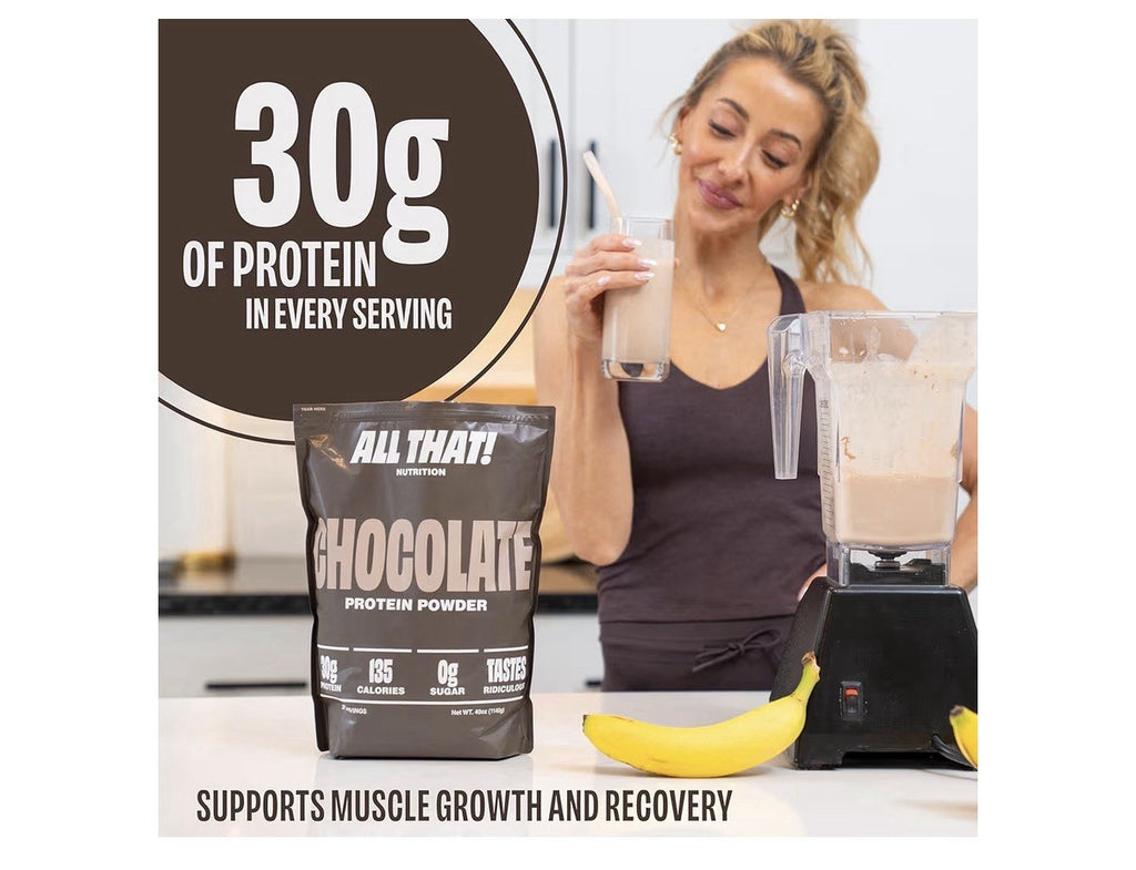 ALL THAT! NUTRITION Chocolate Protein Powder Whey Protein 30 Servings