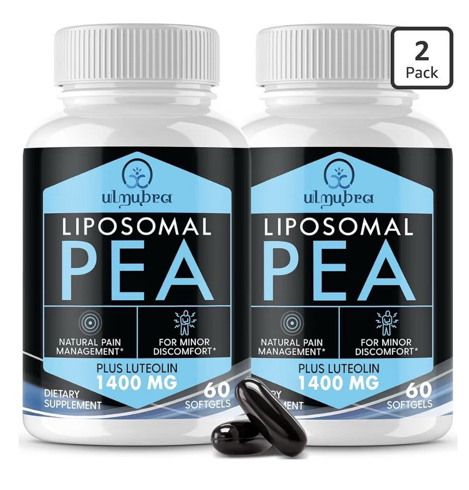2 Pack Ulmubra Liposomal PEA Palmitoylethanolamide Luteolin Pain Management