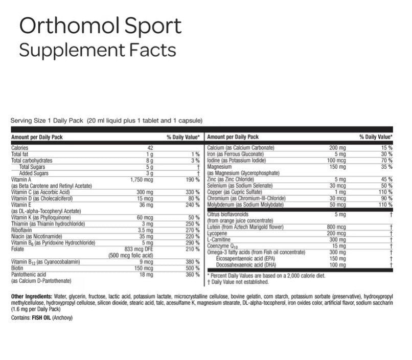 Orthomol Sport Athletic Performance Premium Sports Nutrition 7 Daily Servings