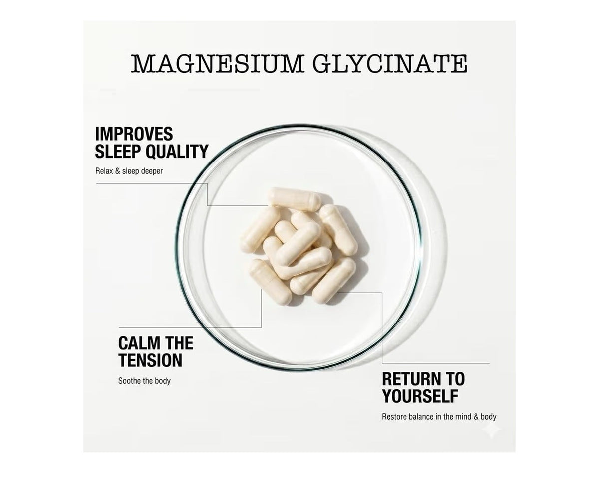 Zenium Magnesium Glycinate Sleep Calm Mind Support Stress relief Natural 120Caps