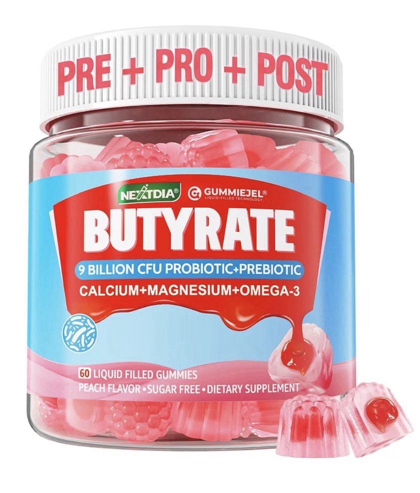 Nextdia Butyrate Gummies 9 Billion CFU Probiotic +Prebiotic+Postbiotic 60gummies