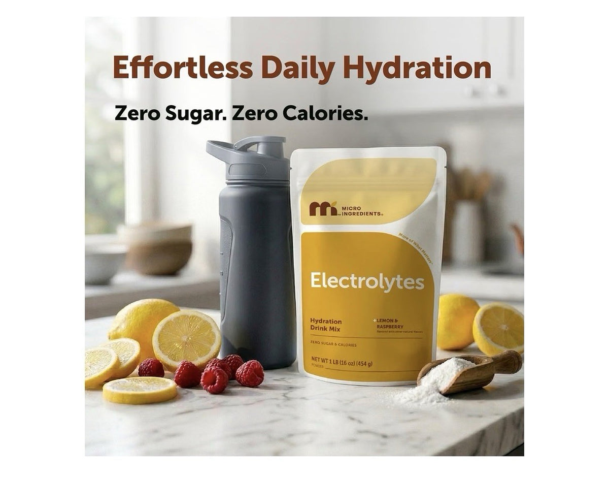 Micro Ingredients Electrolytes Hydration Drink Mix Powder Lemon & Raspberry 16oz