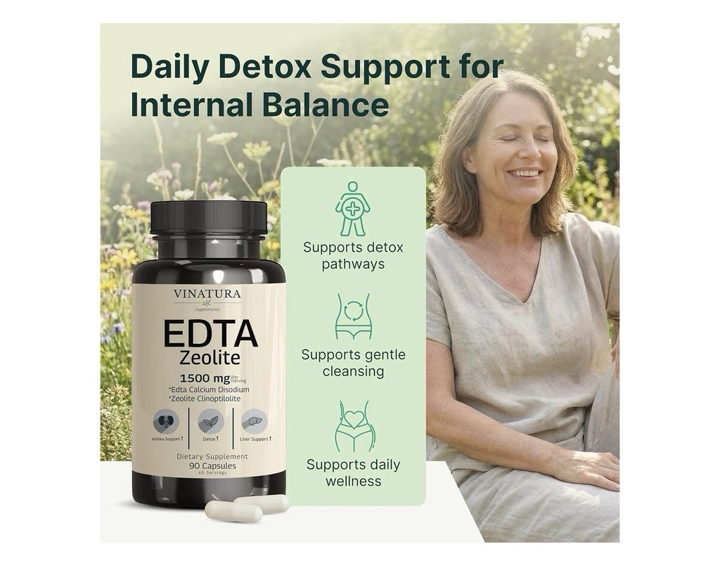 VINATURA EDTA Zeolite 1500mg Calcium Disodium Zeolite Clinoptilolite 90 capsules