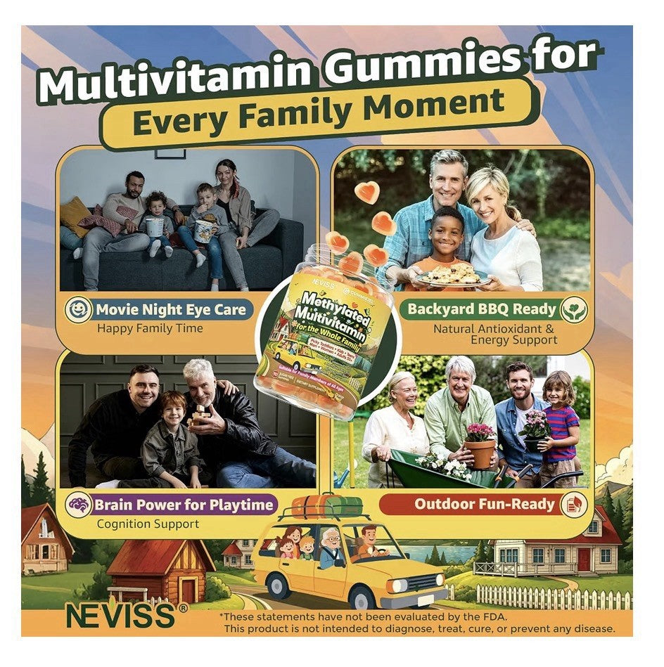 Neviss Methylated Multivitamin for the Whole Family Kids Men Women 50+ 90Gummies