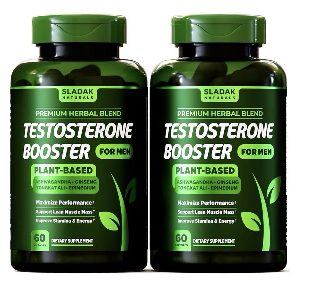 SLADAK NATURALS Testosterone Booster Supplement Men Enhancing Test Boost 2 Pack