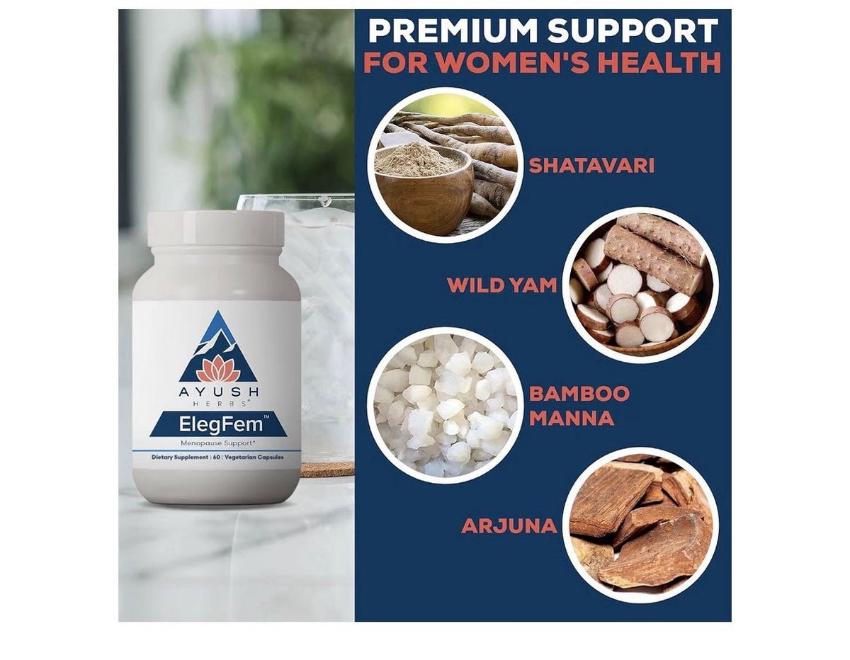 Ayush Herbs ElegFem For Women Menopause Hormone Balance Hot Flash Support 60caps