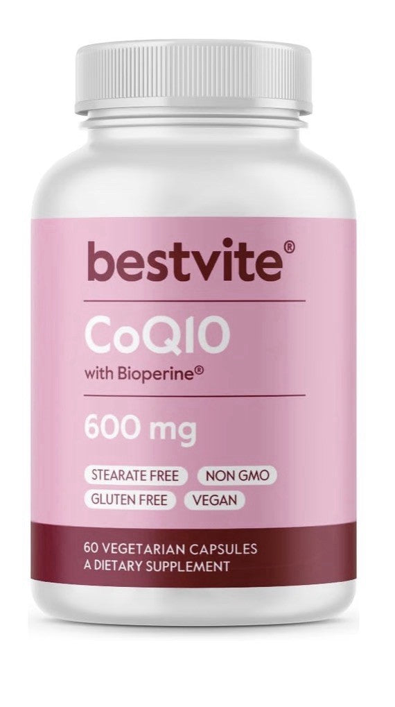 BESTVITE CoQ10 with Bioperine Coenzyme CoQ10 600mg per Capsule 60 Capsules