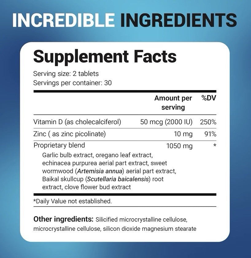 Dr. Berg Emergency Immune Support w/ Potent Blend Of Herbal Extracts 60 Tablets