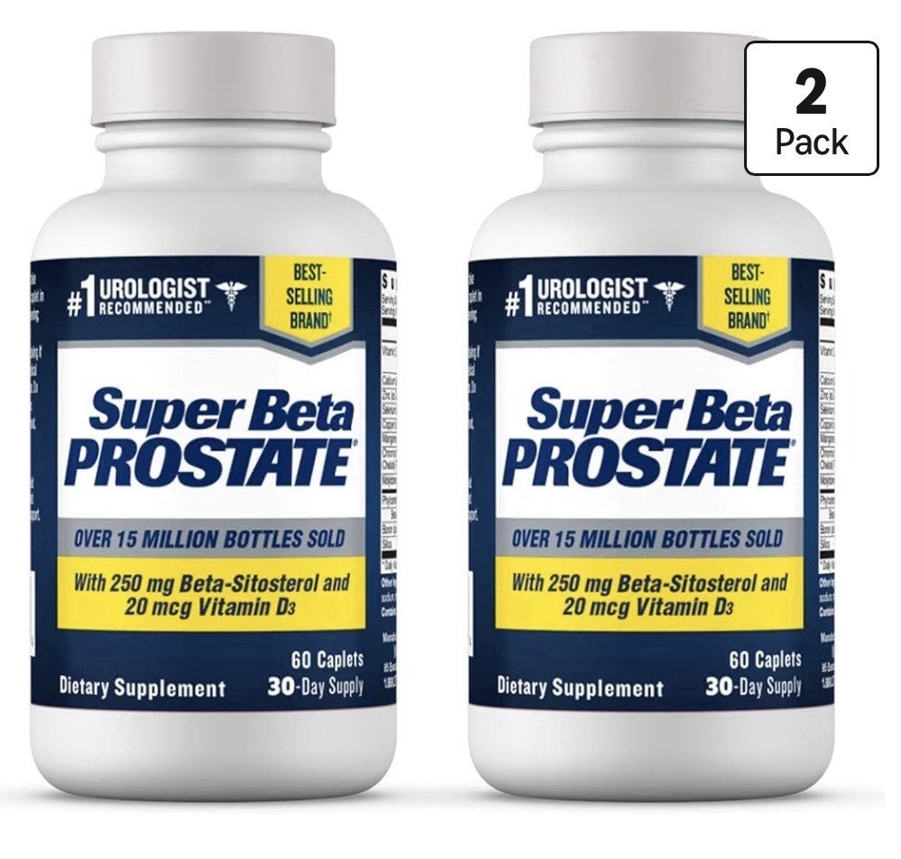 SUPER BETA PROSTATE With Beta-Sitosterol Vitamin D3 Prostate Health Men 2 Pack