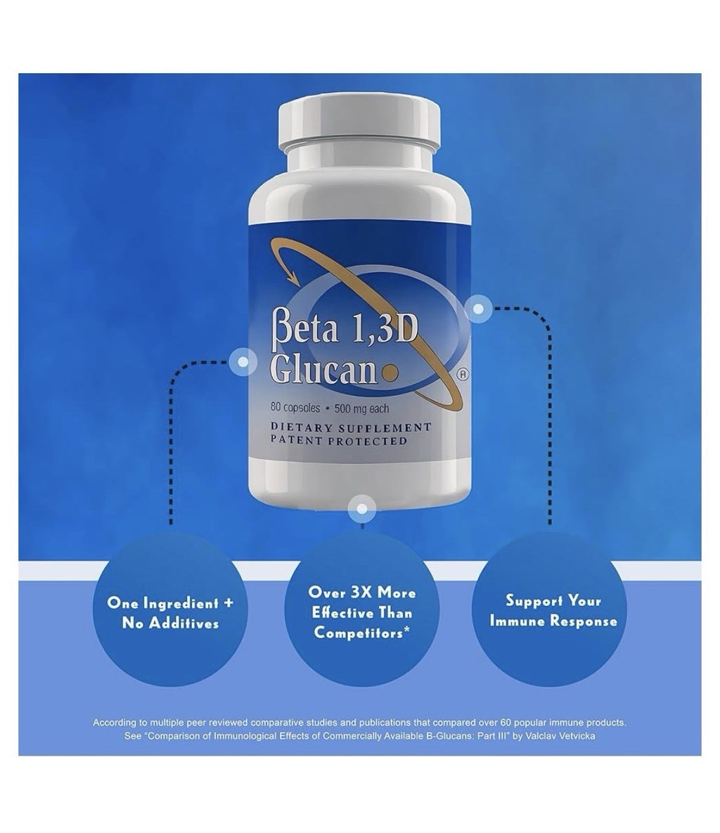 Transfer Point Beta 1,3D Glucan Immune Support 500 mg Dietary Supplement 60 Caps