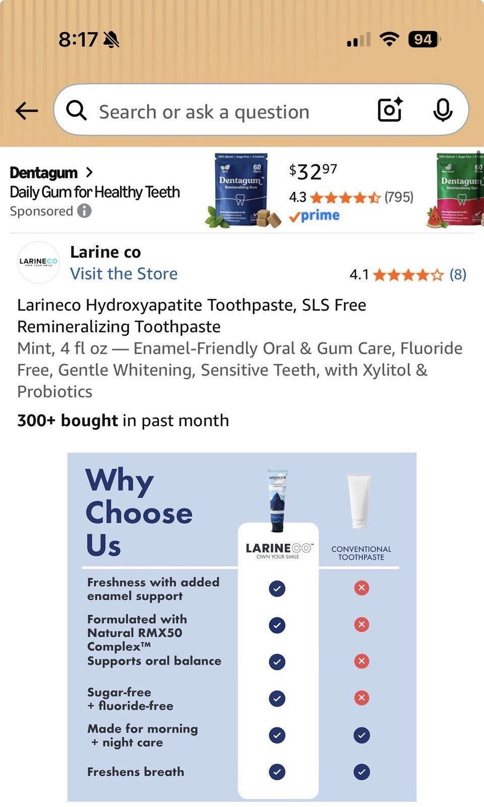 Larineco Hydroxyapatite Probiotics Toothpaste SLS Free Remineralizing Xylitol