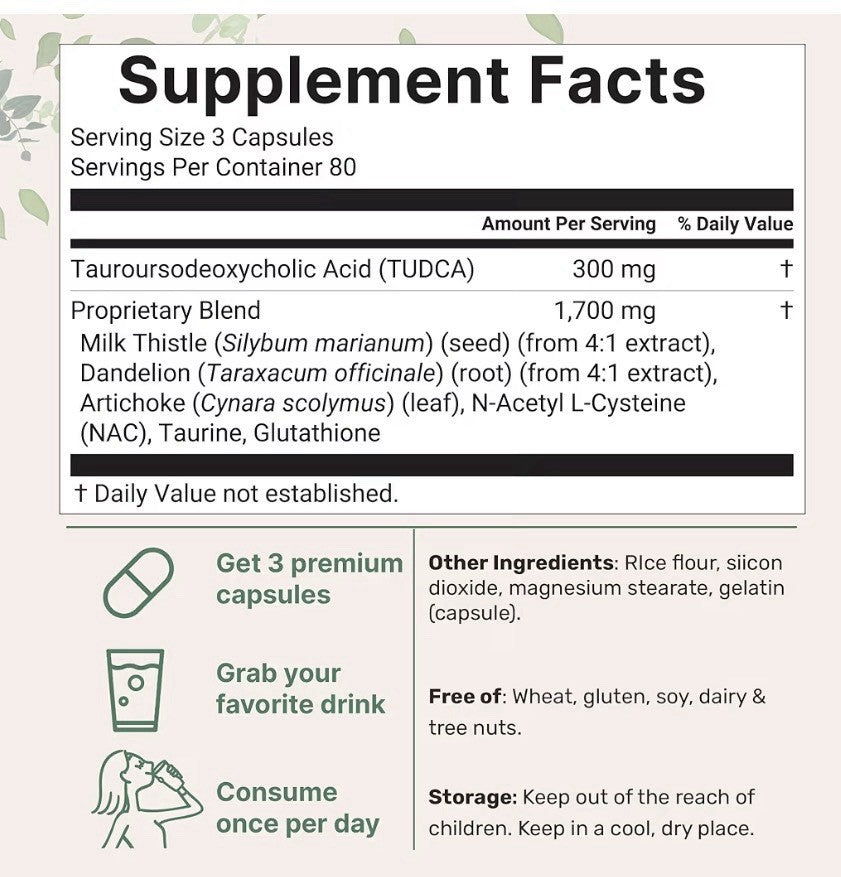 Micro Ingredients TUDCA Tauroursodeoxycholic Acid 240 Capsules