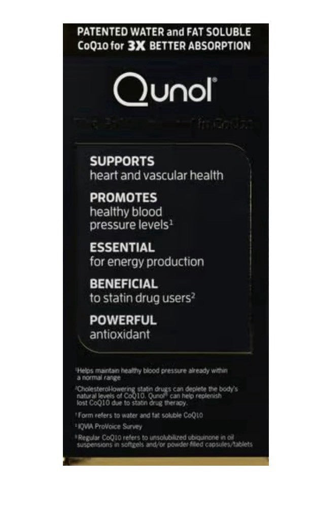 2 Pack Qunol Ultra CoQ10 100mg 3x Better Adsorption Water And fat Soluble