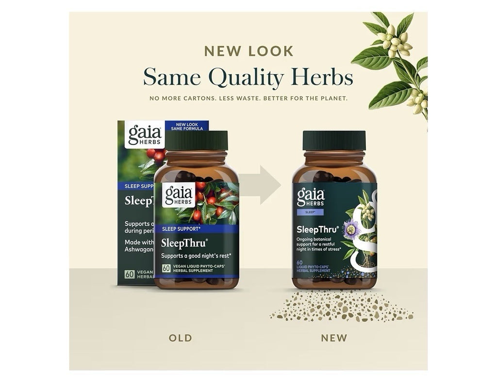 Gaia Herbs SleepThru Sleep Support Supplement with Ashwagandha Root 60 Capsules