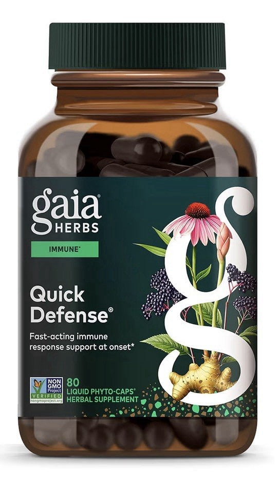  Gaia Herbs Quick Defense Fast-Acting Immune Support Supplement 80 Capsules