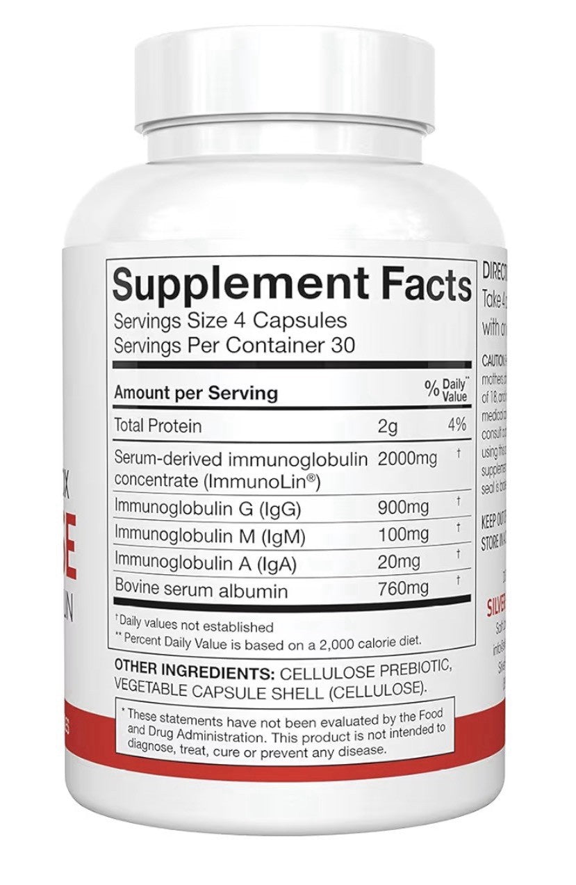 Silver Fern Daily Gut Cleanse Immunoglobulin Postbiotic 30 Day Supply 120capsule