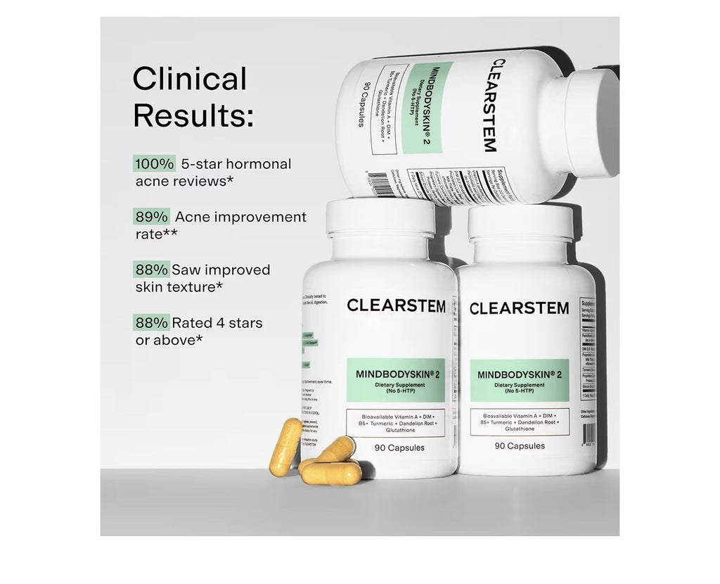 CLEARSTEM MINDBODYSKIN Hormonal Acne Skin Supplement (No 5-HTP) 90 Capsules