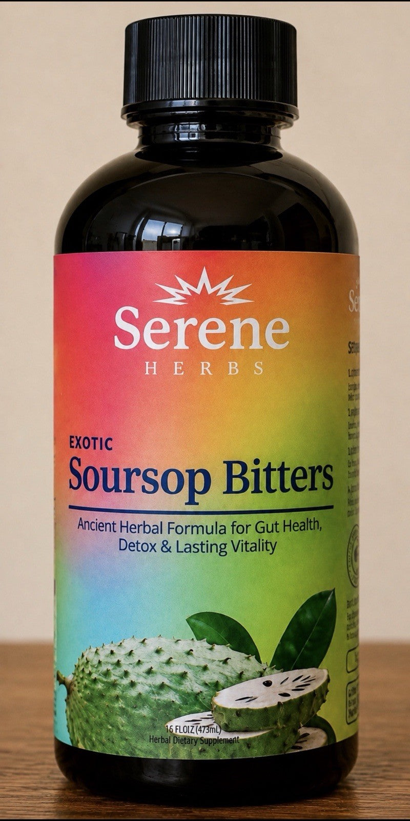 Serene Herb Exotic Soursop Bitters Liquid Gut Health Detox Lasting Vitality 16oz