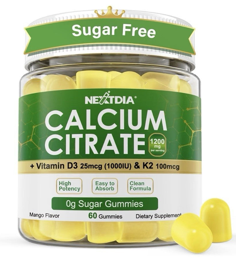 Nextdia Calcium Citrate Gummies with Vitamin D3 K2 For Women & Men 60 Gummies