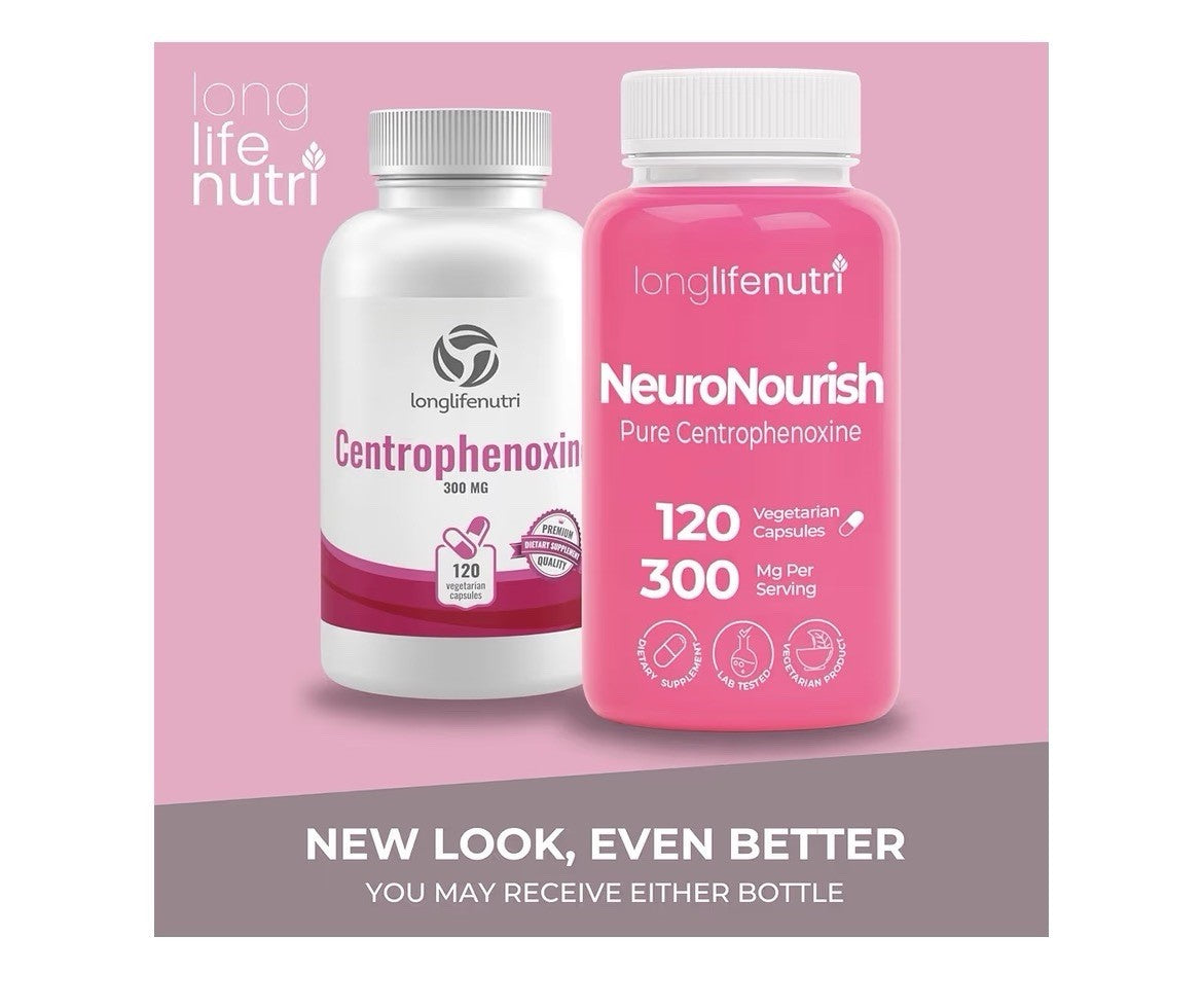 LongLifeNutri NeuroNourish (Centrophenoxine) 300mg DMAE & PCPA 120 Capsules